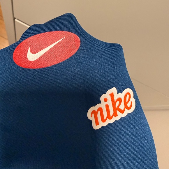 Nike Pro Women's Dri-FIT Cropped Half-Zip Sweatshirt Navy/Pink Oversized Small - Picture 7 of 8